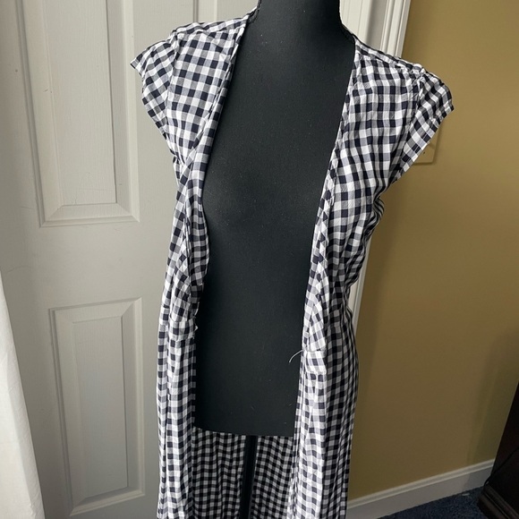 j Crew Wrap Dress Midi Black and White Buffalo Check size XXS - Picture 3 of 6